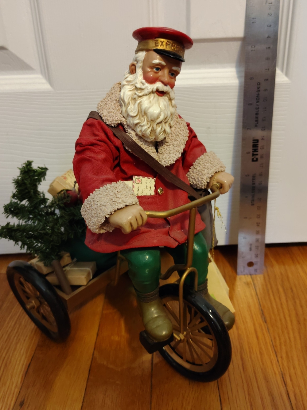 RARE Vintage Kurt Adler Fabriche Santa on Tricycle Mail Carrier Figurine Tagged